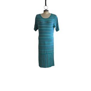 Lula Roe Green Pink Purple Stripped Knee Length Dress Size: XL